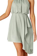 Hatant Satin Dress for Women Mini Dress Summer Halterneck Elegant Women's Cocktail Dress Sleeveless Silky Party Club Dress - Image 5